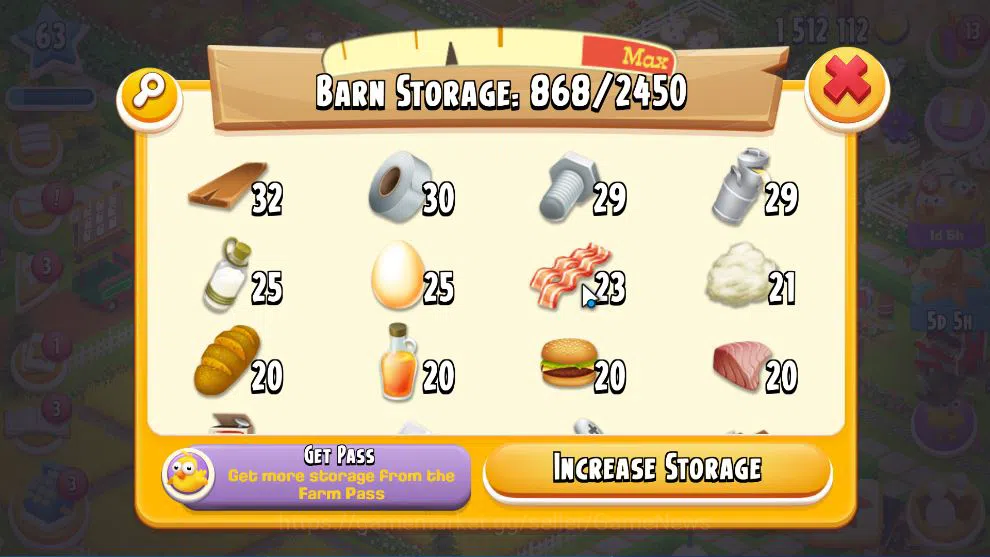 Hay Day Accounts Level 63 | Barn Storage 2450 + Silo Storage 2500 | 1,5M Coins, 65 Dm |CN ON|Log Supercell ID|Take 9