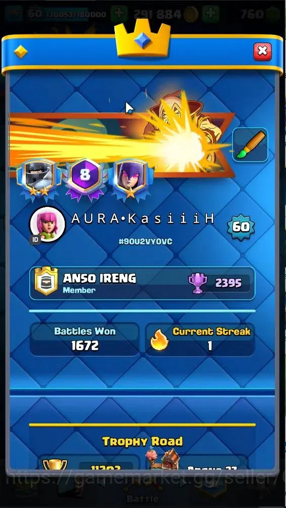 Clash Royale Accounts Lv 60|Trophy 11203|KTL 15|Limited Skin|Card 121|4  image 2