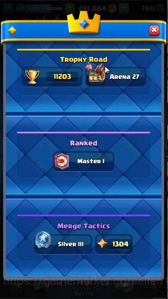 Clash Royale Accounts Lv 60|Trophy 11203|KTL 15|Limited Skin|Card 121|4  image 3