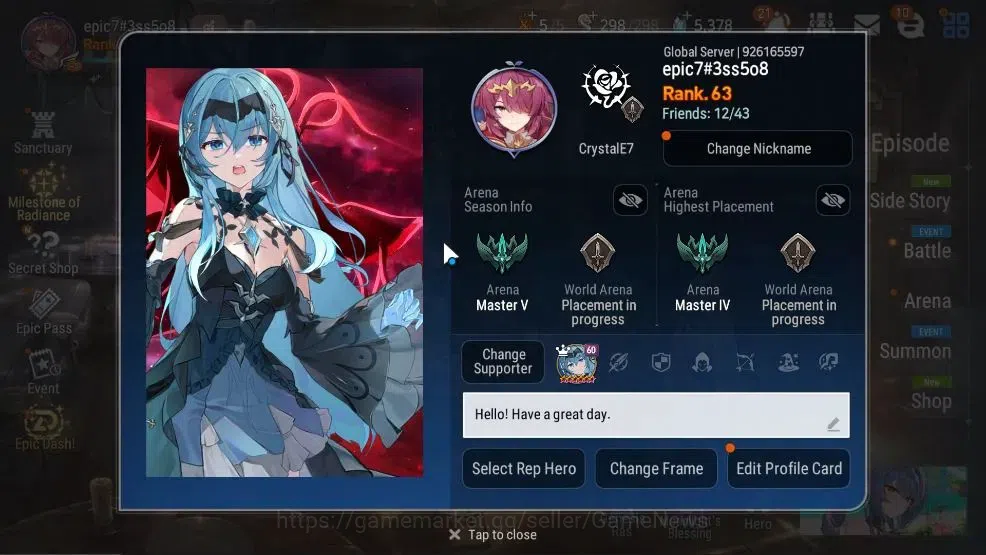 Epic Seven Accounts GLOBAL UnVerif|New Era|8 ML(ZIO,SP Politis,LH Cerm image 2