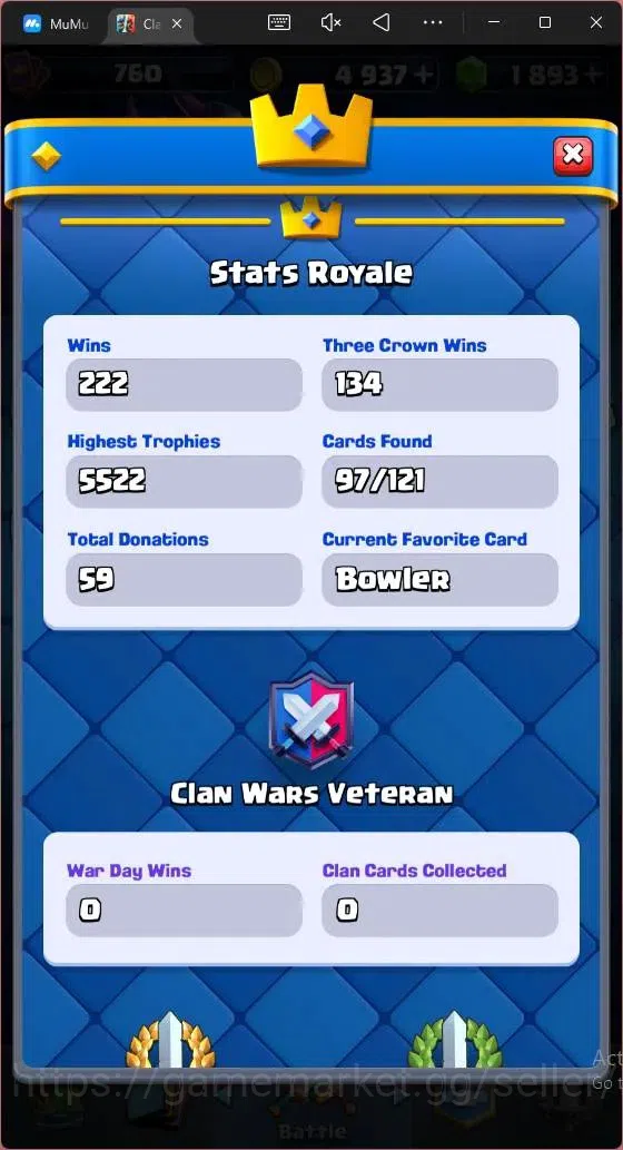 Clash Royale Accounts CL 760|KTL 11|Trophy 5522|Card 97|3 EVO|1 Hero|Are image 1