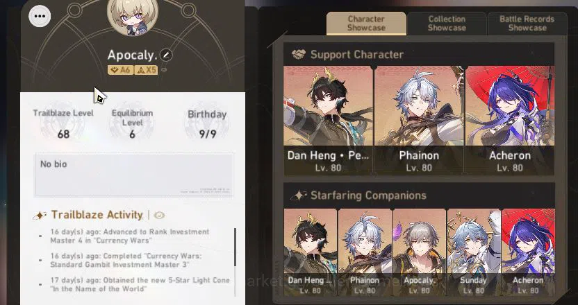 Honkai Star Rail Mid Game Asia|TL 68|8 Limited|[Phainon,Acheron,Saber,Archer image 1