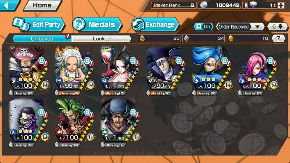 One Piece Bounty Rush Accounts Global | EX 3 |2 MAX | PR 8 | Gol D. Roger Lv.Max, image 4