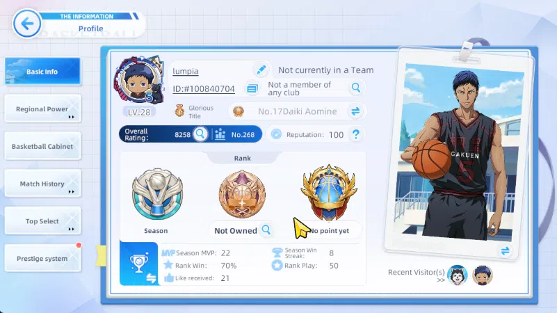 Kuroko's Basketball Street Rivals Accounts SEA | SV07 | LVL 28 | Daiki Aomine, Shintaro Midor image 1