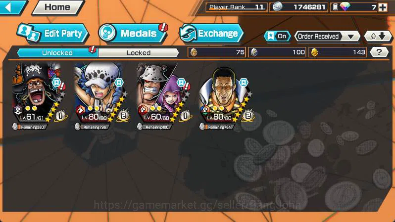 One Piece Bounty Rush Accounts GLOBAL | 3 ex | Borsalino, Trafalgar, Marshall | L image 4