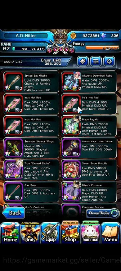 Grand Summoners Accounts End-Game Global|Rank 67|18 Ascend|InumutaTW,EmiyaTW,WH Fen,LM 6