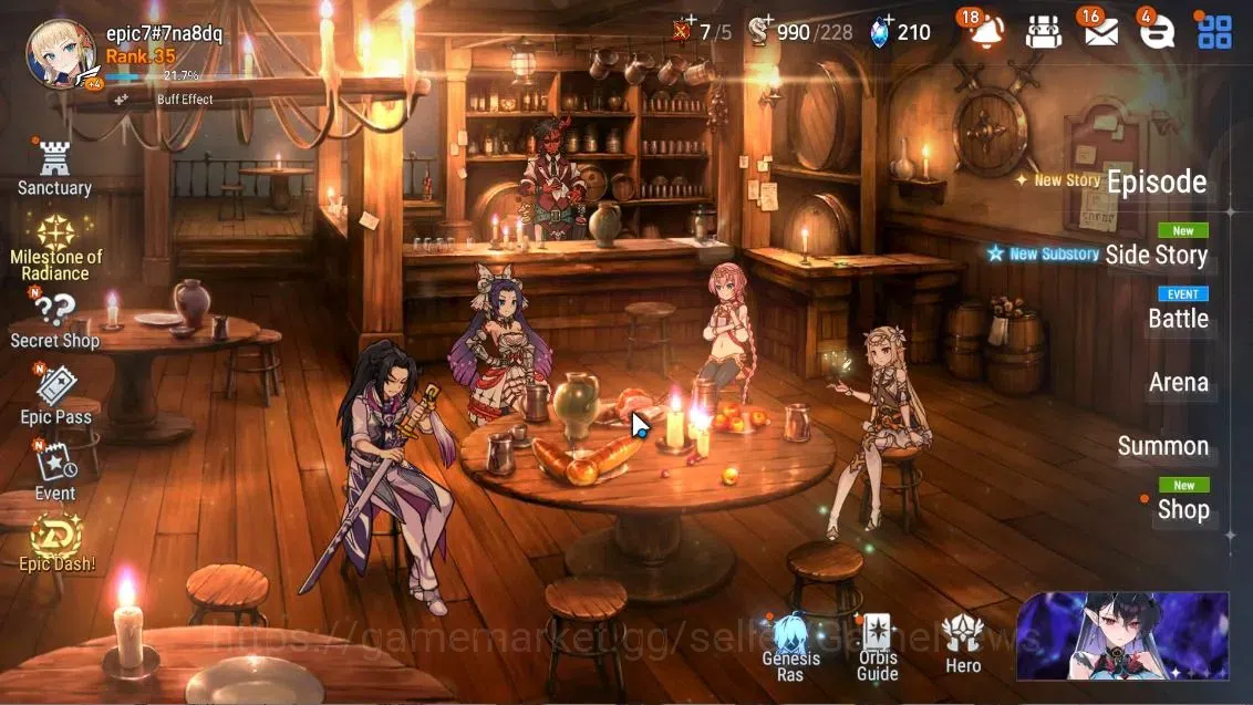 Epic Seven Accounts High-End GLOBAL Unverif|6 ML(EILynav,BHwayoung,Zio,Commander Pavel,Etc)+Aube,Fenne,Tenebria,etc|Abyss F 1