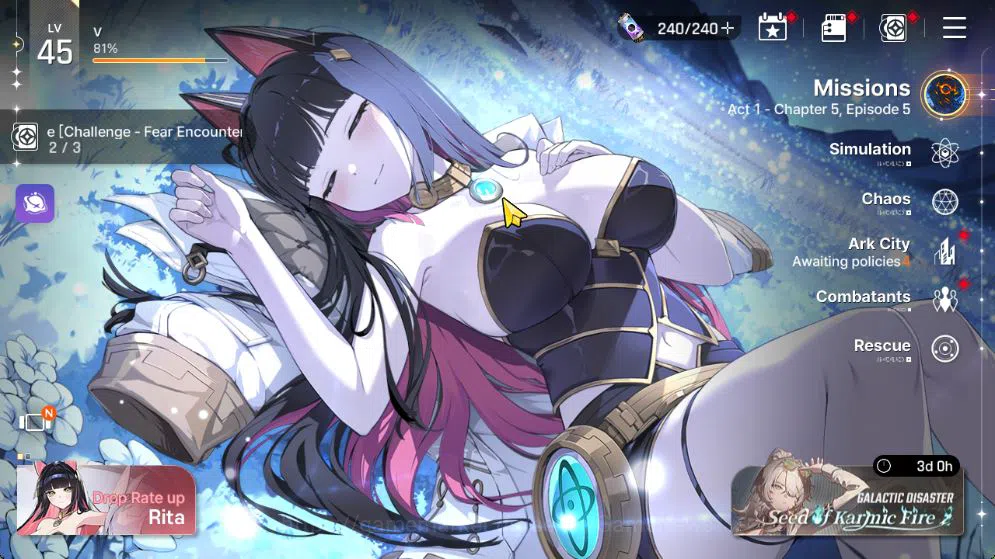 GLOBAL Lv 45|5 SSR(RitaM1,LukeM1,Magna,Mei Lin,Kayron)+9 SR(BerylM6,MikaM1,NiaM3,etc)|16 SR Partner|1 Omega Code|Stove|(CZN1796) Chaos Zero Nightmare Accounts GLOBAL Lv 45|5 SSR(RitaM1,LukeM1,Magna,Mei Lin,Kay image 1