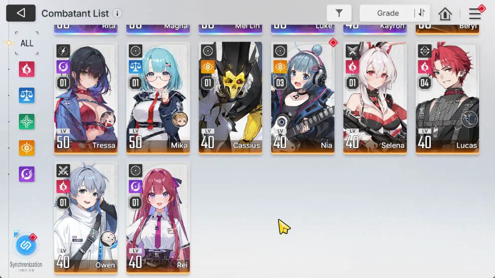 Chaos Zero Nightmare Accounts GLOBAL Lv 45|5 SSR(RitaM1,LukeM1,Magna,Mei Lin,Kayron)+9 SR(BerylM6,MikaM1,NiaM3,etc)|16 SR 4