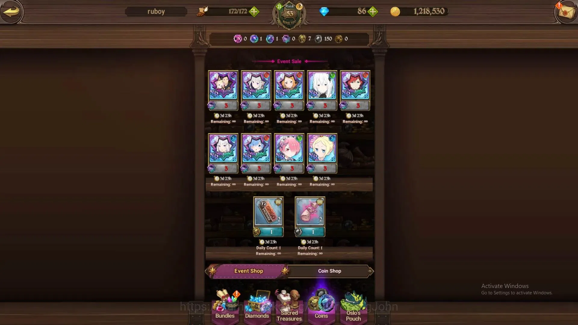 The Seven Deadly Sins: Grand Cross Accounts Others Global | 1mCC |1 LR + 3 UR + Collab ReZero|Helbram, Thor, Gowther, DKM 10