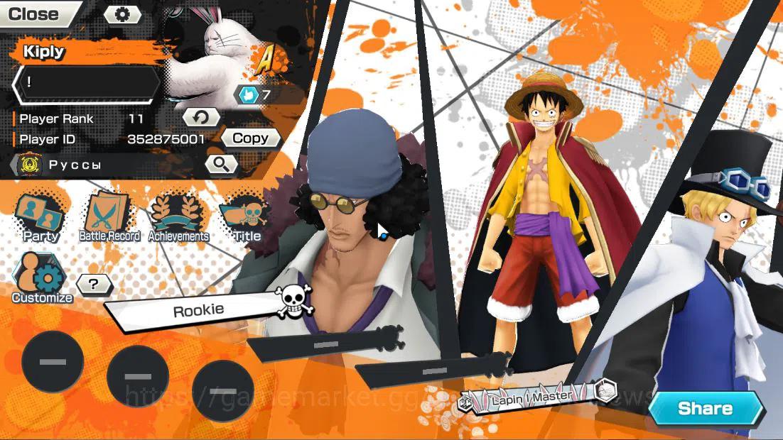 One Piece Bounty Rush Accounts Starter Global|5 EX|BMO Kaido,WI Trafalgar Law,MWD Luffy,FE Sabo,BP Kuzan|Rank 2