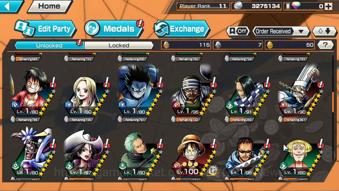 One Piece Bounty Rush Accounts Starter Global|5 EX|BMO Kaido,WI Trafalgar Law,MWD Luffy,FE Sabo,BP Kuzan|Rank 6
