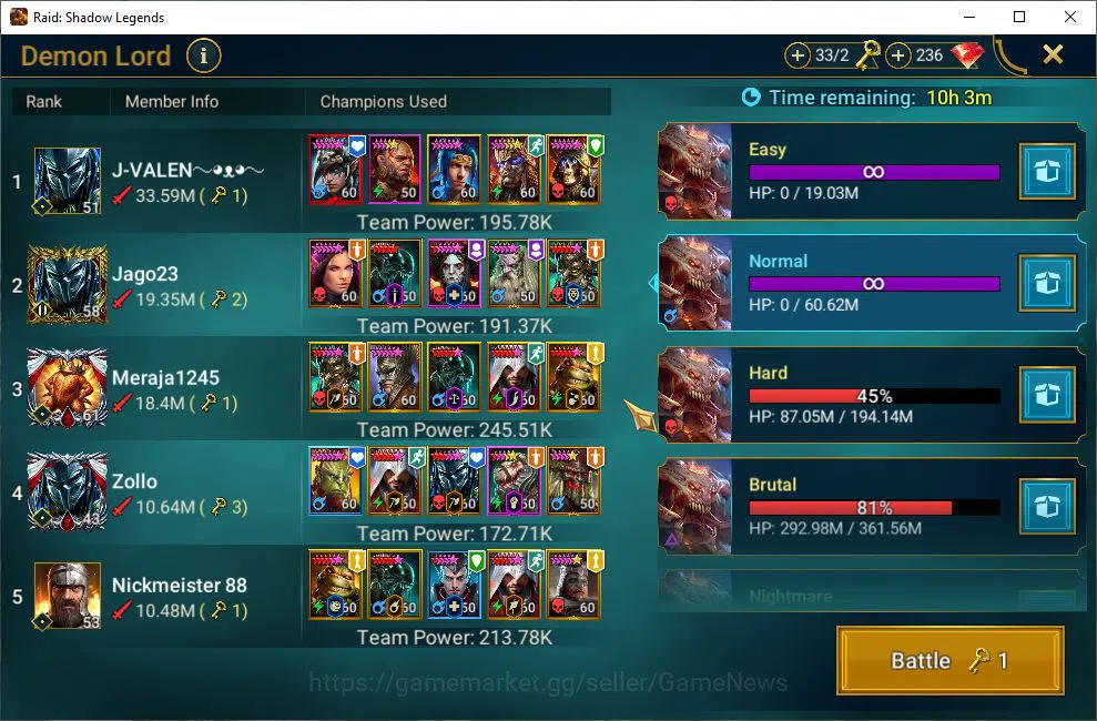 Raid: Shadow Legends Accounts Mid-Game Lv51 683K Power|1 Mythic(Nais the Shadowthief)+22 20