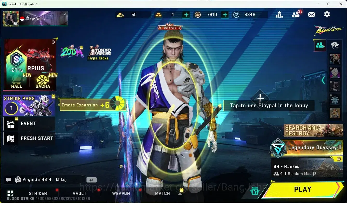 Blood Strike Accounts Others ASIA|ETERNAL=SCAR(LVL3),P90(LVL3)|ULTRA=TALON,DUAL 1