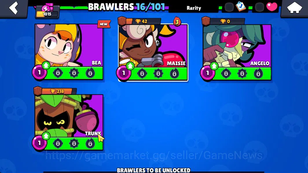 Brawl Stars Accounts 1015 Trophy |16 Brawlers 3 MAX Lvl (Shelly,Tick,Bo) | 1 Epic Skin (Royale Trunk) |CN 10