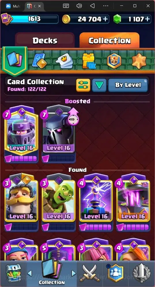Clash Royale Accounts Midgame Global |CL 1613|KTL 16|Trophy 12618|122 Cards|9 MAX|8 Champ|5 Hero|14 Evo|Arena 30|1107 10