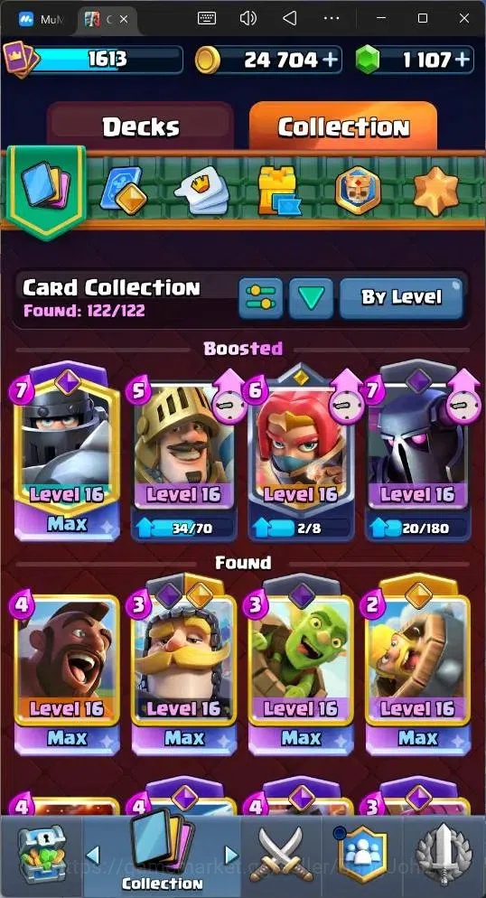 Clash Royale Accounts Midgame Global |CL 1613|KTL 16|Trophy 12618|122 Cards|9 MAX|8 Champ|5 Hero|14 Evo|Arena 30|1107 7