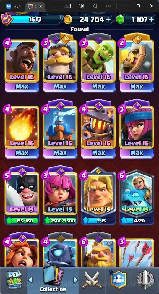 Clash Royale Accounts Midgame Global |CL 1613|KTL 16|Trophy 12618|122 Cards|9 MAX|8 Champ|5 Hero|14 Evo|Arena 30|1107 8