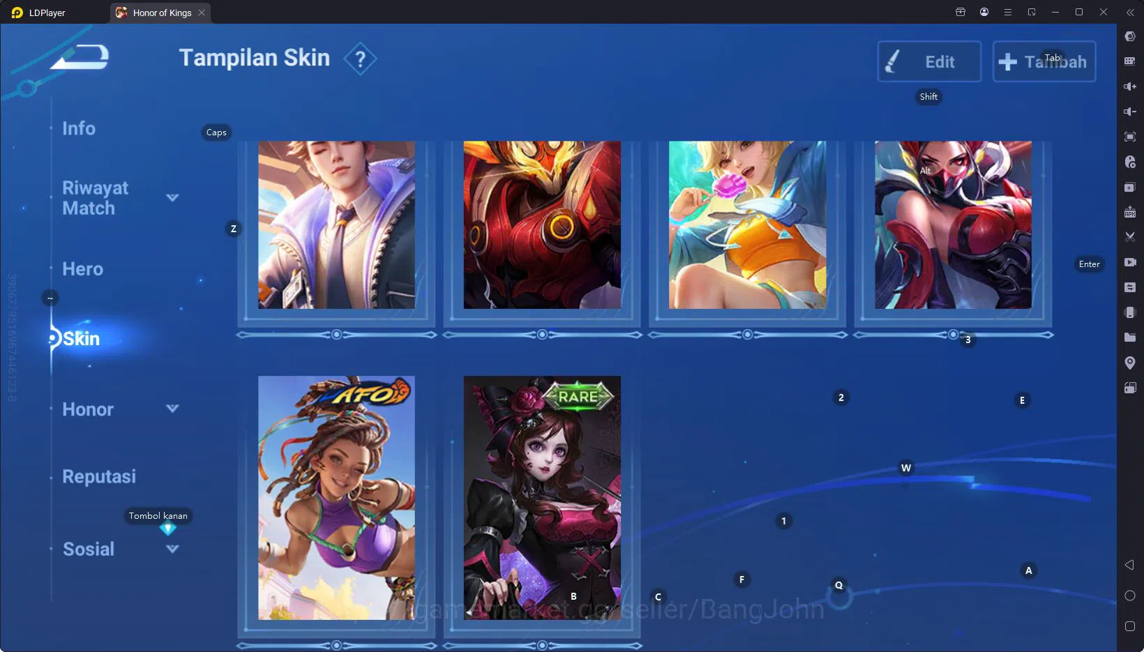 Honor of Kings Accounts Others GLOBAL|HERO 112,SKIN 153,wukong Legend,LadySun Legend,Good Acc skin Event/Limited cek ss for 8