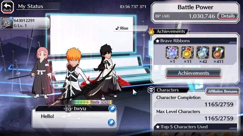 Bleach: Brave Souls Accounts [GLOBAL]55K Orb|2 Renewd Ichigo,TYBW25 Yachiru,10t image 2