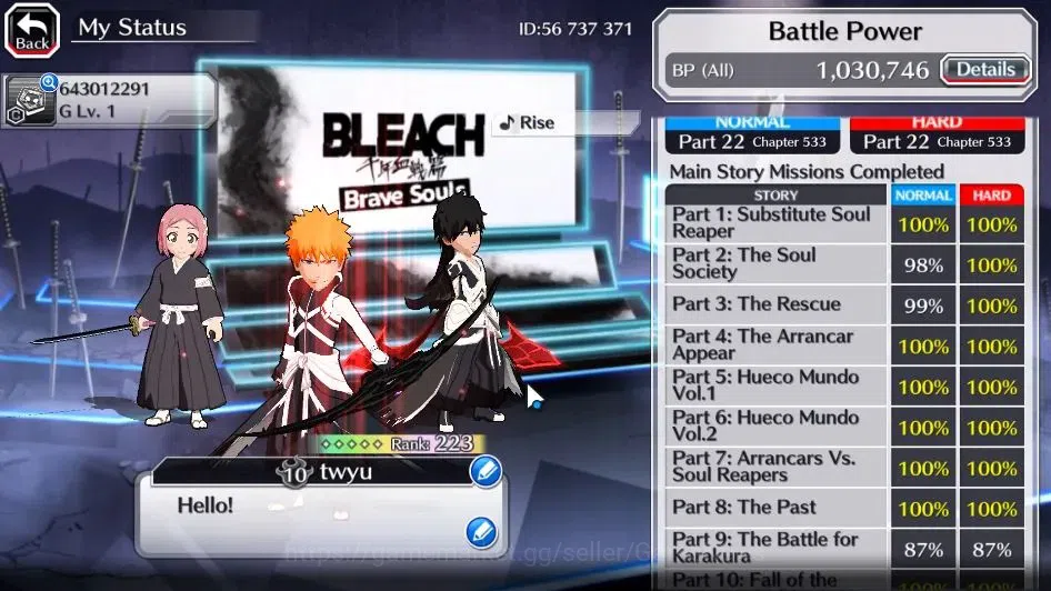 Bleach: Brave Souls Accounts [GLOBAL]55K Orb|2 Renewd Ichigo,TYBW25 Yachiru,10t image 4