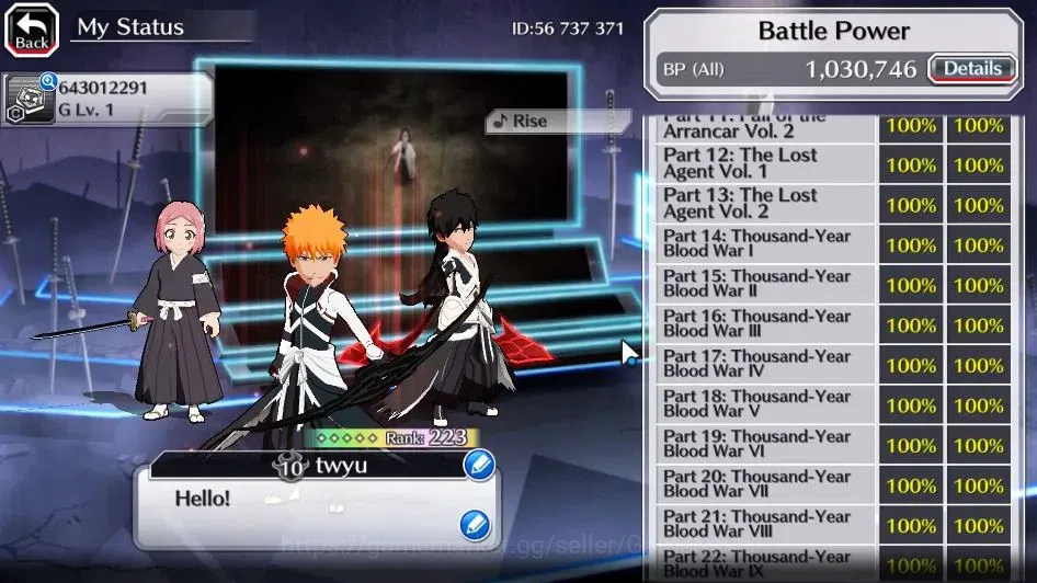 Bleach: Brave Souls Accounts [GLOBAL]55K Orb|2 Renewd Ichigo,TYBW25 Yachiru,10t image 5