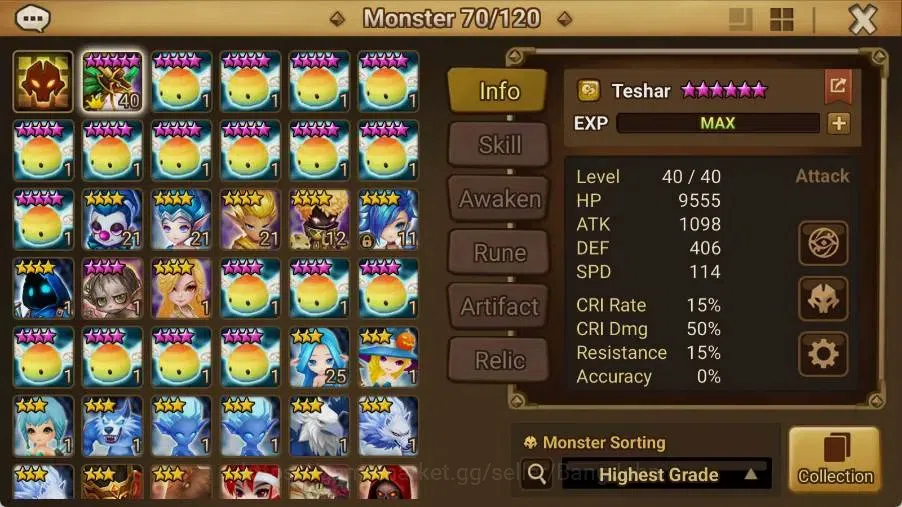 Summoners War: Sky Arena Accounts Starter GLOBAL | NB 5 TESHAR,Starter Gacha 115 12Y+160 11Y Scrool, 3 Legendary All 2