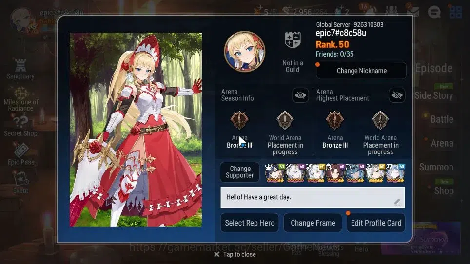 Epic Seven Accounts GLOBAL Unverif|10 ML(Salome,Belian,LH Cermia,Etc)+ image 2