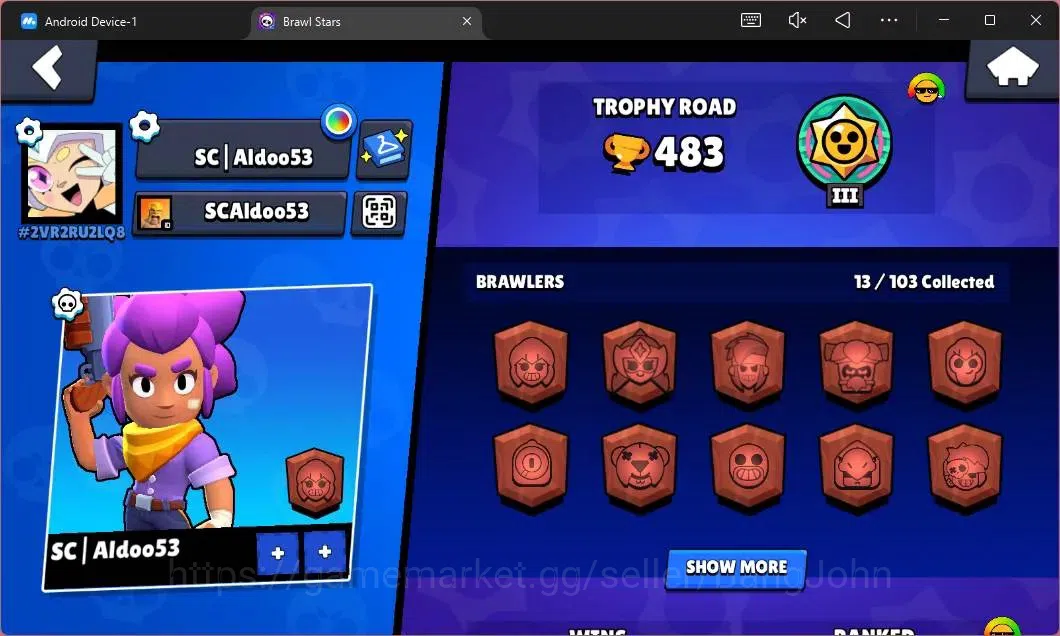 Brawl Stars Accounts Global | 483 Thropy|13 Brawler|1 Max Hypercharge ( image 2