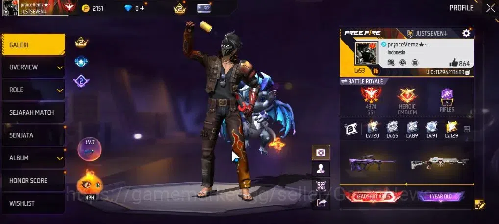 Free Fire Accounts Indonesia | M1887 Mamba Gnaw | Scar megalodon Alph image 2