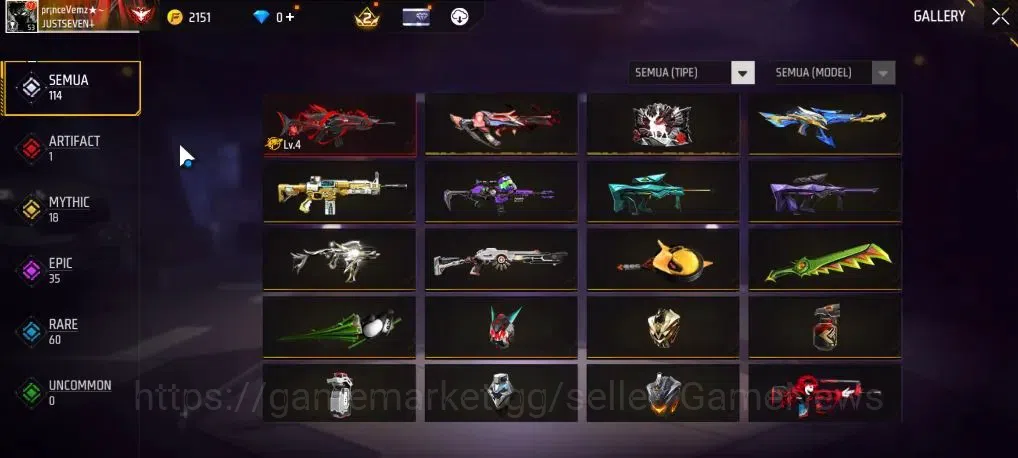 Free Fire Accounts Indonesia | M1887 Mamba Gnaw | Scar megalodon Alph image 3