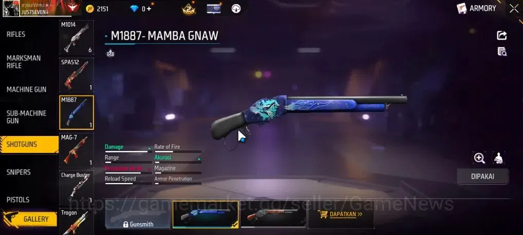 Free Fire Accounts Indonesia | M1887 Mamba Gnaw | Scar megalodon Alph image 4