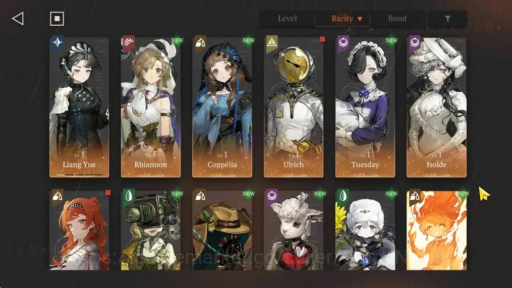 Reverse: 1999 Accounts Starter Global|Lv 33|6 SSR 2 Limited|Liang Yue P1,Rhiannon|Coppelia,Ulrich,Tuesday,Isolde|Log 1