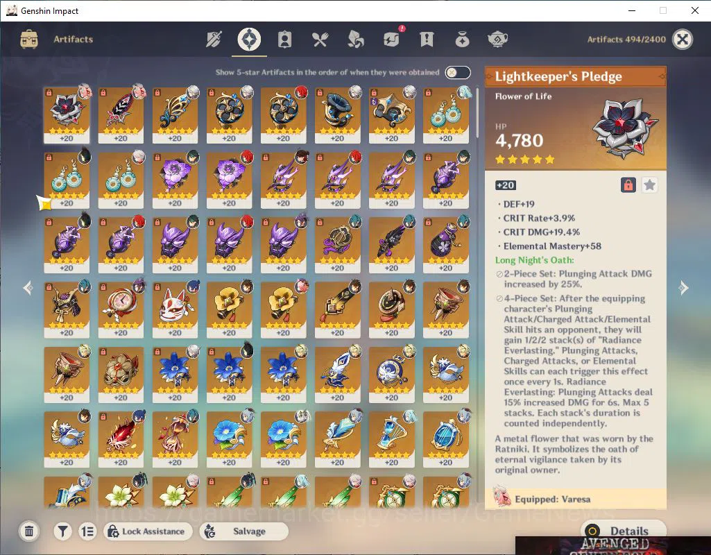 Genshin Impact Accounts Mid Game ASIA|AR 56|8 Limited +3(5*Weapon)|Xiao C1,Kazuha,Varesa,Arlecchino,Ganyu,Xianyun,Etc|MC 8