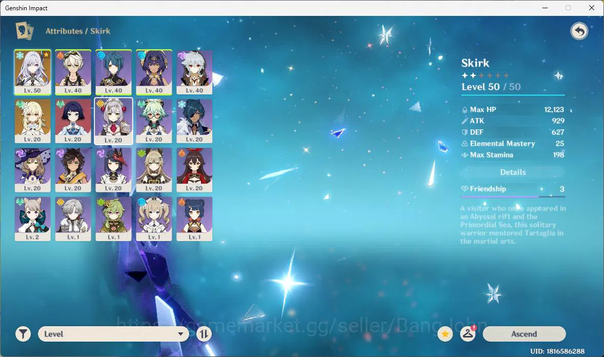 Genshin Impact Accounts ASIA | AR 37| Starter Skirk | MC Female|more detai image 2
