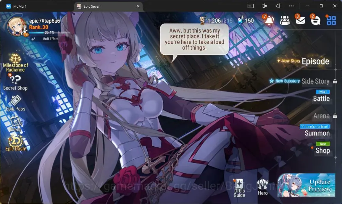 Epic Seven Accounts Starter Global Unverif | Starter | 2 ML (Tidal Rift Elvira, Arbiter Vildred)|PoH+Bless ON|SS 140|Stigma 1