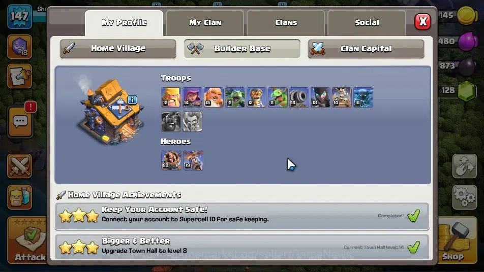 Clash of Clans Accounts TH 14-BH 10|LV 147|HH 8|BK 66,AQ 73,GW 43,MP 40,RC image 5