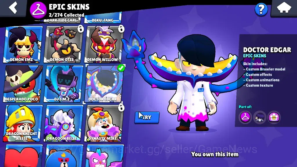 Brawl Stars Accounts 1969 Trophy|32 Brawlers 4 Max [Kit,Crow,Penny,Shel image 15