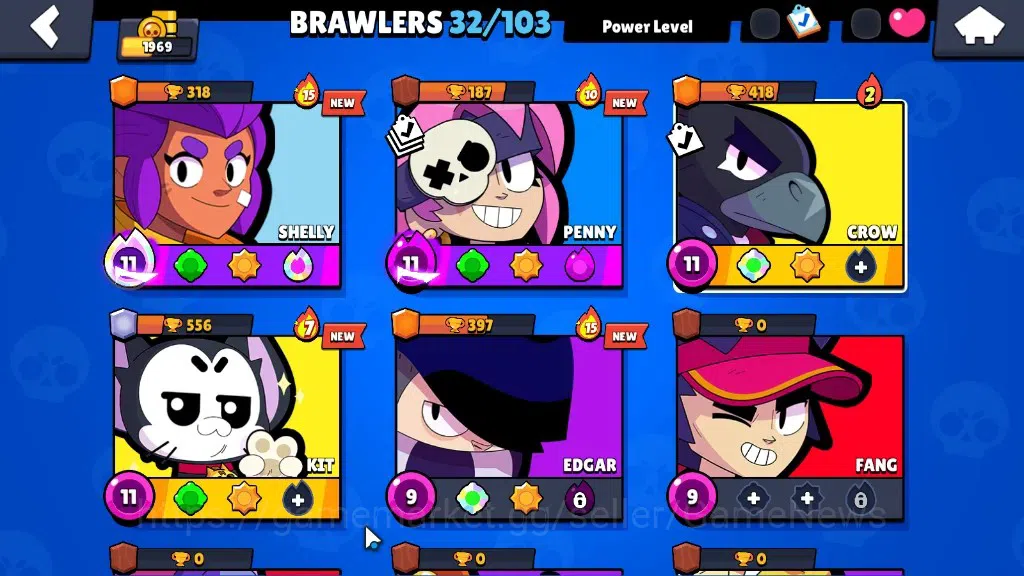 Brawl Stars Accounts 1969 Trophy|32 Brawlers 4 Max [Kit,Crow,Penny,Shel image 7