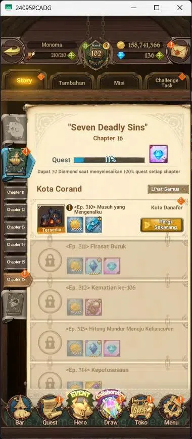 The Seven Deadly Sins: Grand Cross Accounts Others ASIA |5,6M CC|136 DM|5 LR|10 UR|LR Mesis 3/6|UR Menot 2/6,KOTP Tristan 3