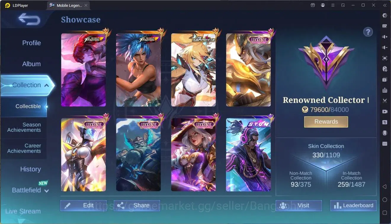 Mobile Legends: Bang Bang Accounts Global|Hero 132|Skin 330|Renowned|KOF Chou,Karina| image 2