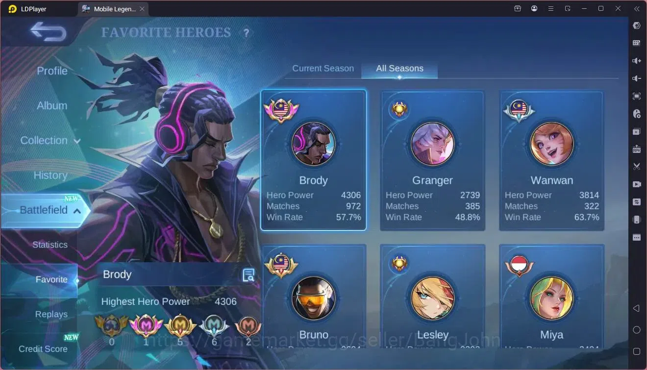 Mobile Legends: Bang Bang Accounts Global|Hero 132|Skin 330|Renowned|KOF Chou,Karina| image 4