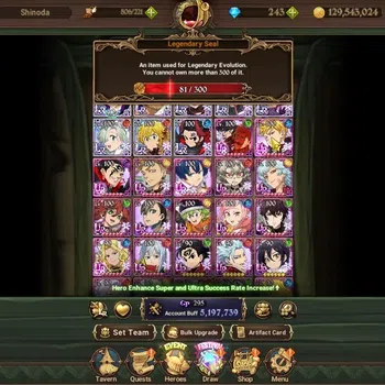 The Seven Deadly Sins: Grand Cross Accounts Endgame GLOBAL|5M CC|81 LS+243 DM|7 LR +13 UR +Collab
