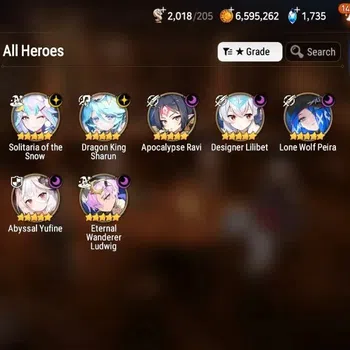 Epic Seven Accounts Starter Global|Starter|7ML(A.Ravi,D.Lilibet,L.W.Peira,A.Yufine,Solitaria)+EA Fumyr|PoH+Bless ON|SS