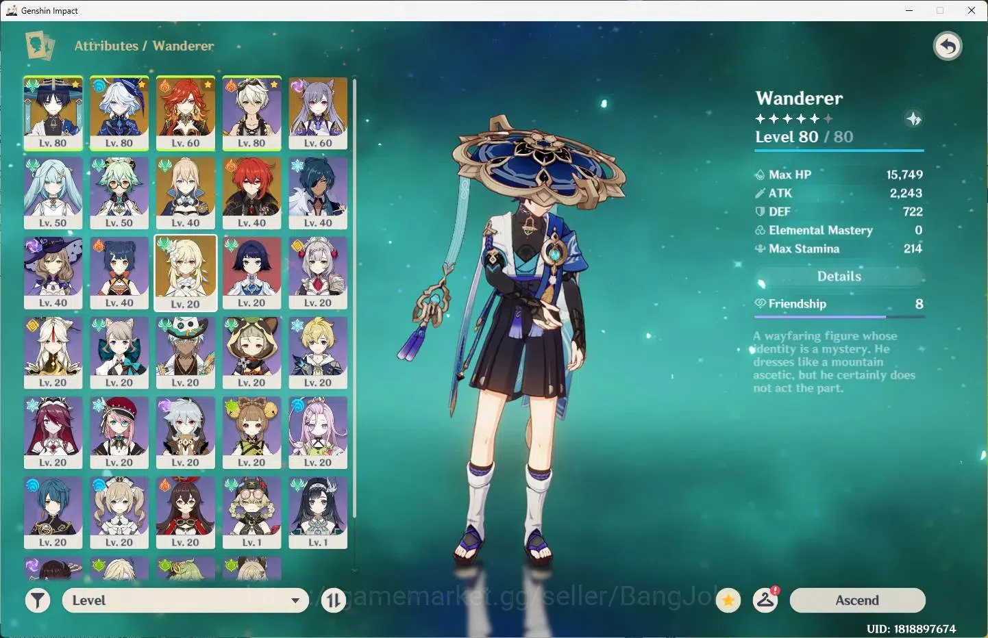 Genshin Impact Accounts ASIA|AR 45|3 Limit+2 Sign|Mavuika,Furina,Wanderer+ image 2