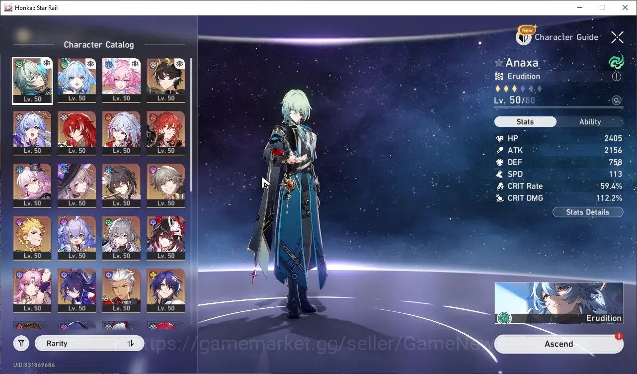 Honkai Star Rail Accounts Others Asia|TL 50|Anaxa PremTeam|16 Limited|(Cyrene)+Sign The 1