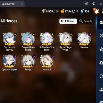 Epic Seven Accounts Others Global Unverif|8ML(Salome,Renoa,Harsetti,Sigret,Senya,Etc)|PoH ON|SS 6.9K|Theater