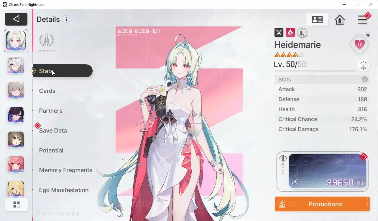 Chaos Zero Nightmare Accounts Global Lv54 | 9 SSR Heidemarie EM1,Nine,Sereniel,C image 5
