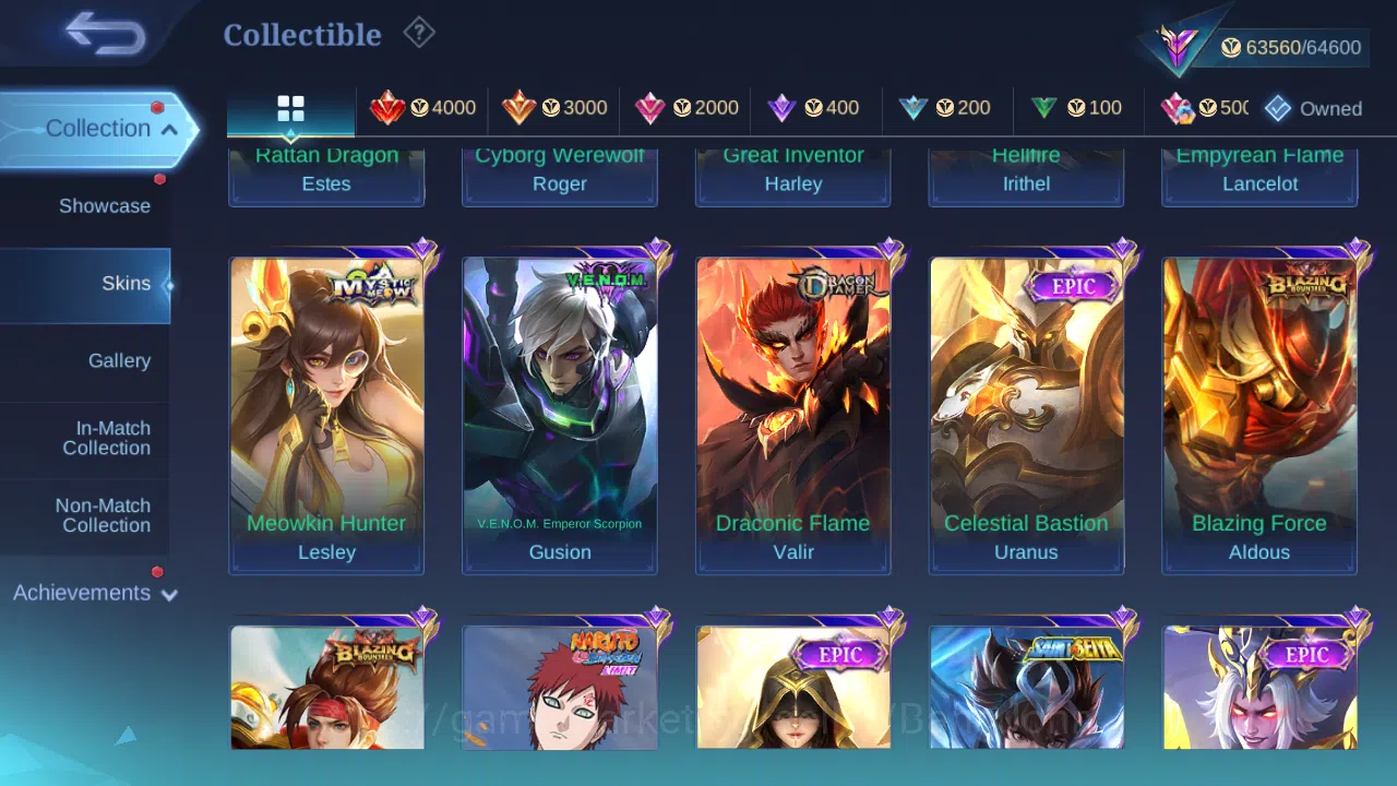 Mobile Legends: Bang Bang Accounts Others Hero 131 | Skin 270 | GLORY | KOF Karina | Sanrio Floryn | Annual Hayabusa 10