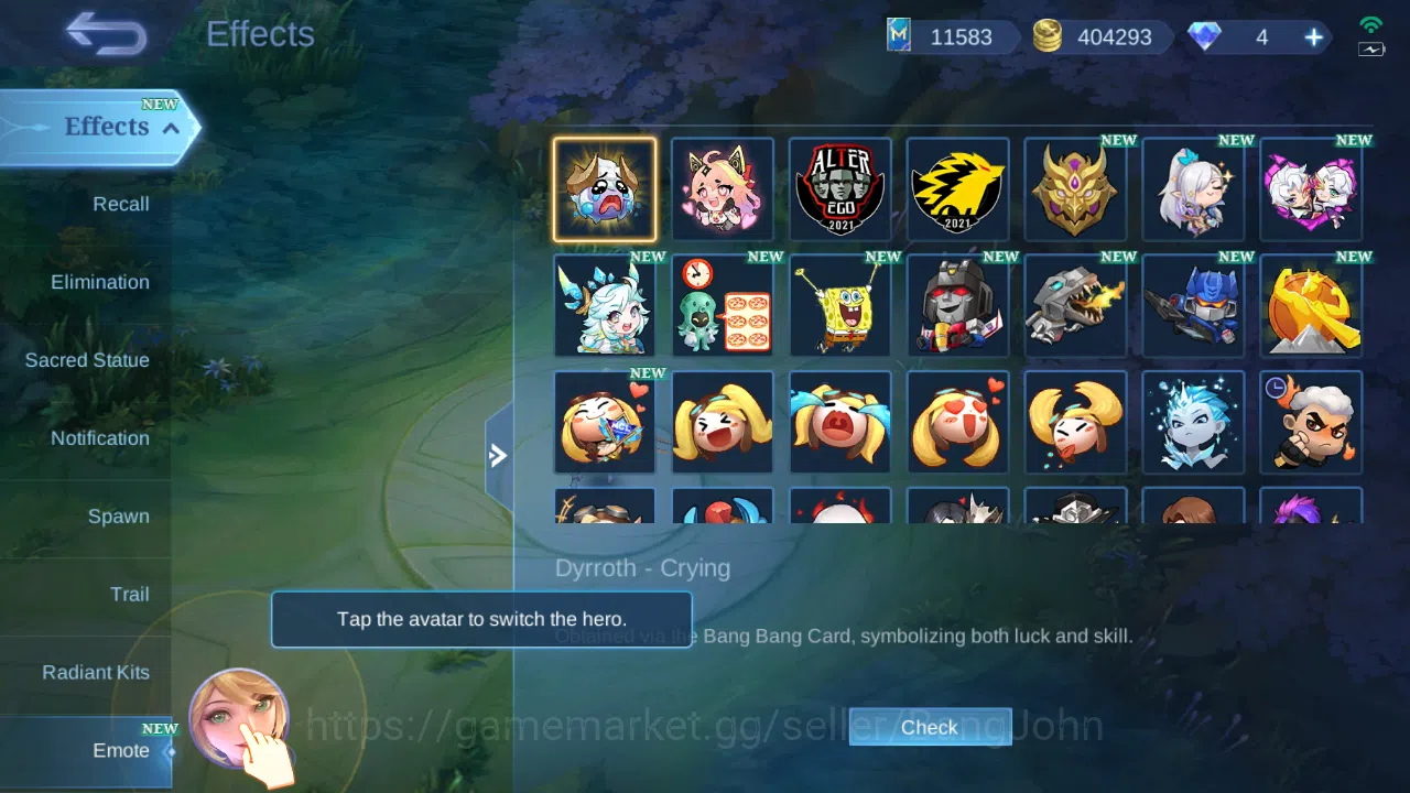 Mobile Legends: Bang Bang Accounts Others Hero 131 | Skin 270 | GLORY | KOF Karina | Sanrio Floryn | Annual Hayabusa 16